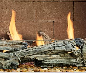 Stellar Enlight open hearth firebrick with logs and stones