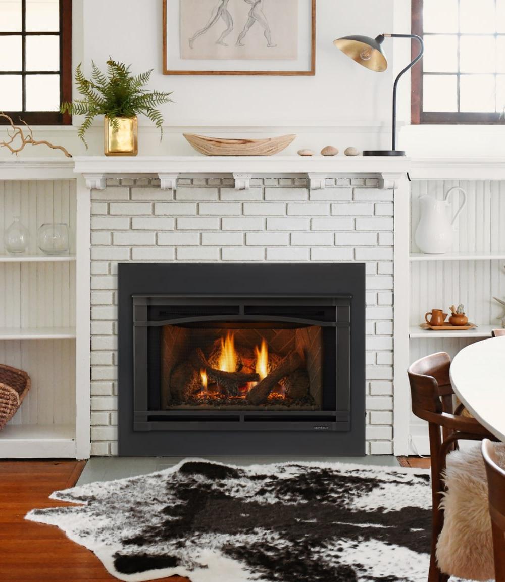 Gas Insert Fireplace in dining room showing the Supreme model.