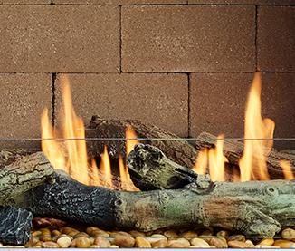 Stellar Enlight open hearth firebrick with logs and stones